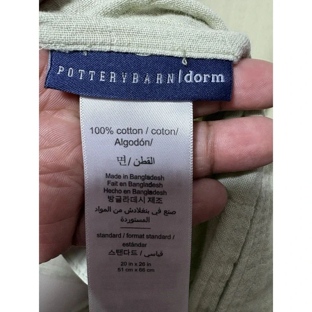 Pottery Barn Dorm Set Of 2 Sage Green Gauze Pillow Sham Standard 20x26 Coastal